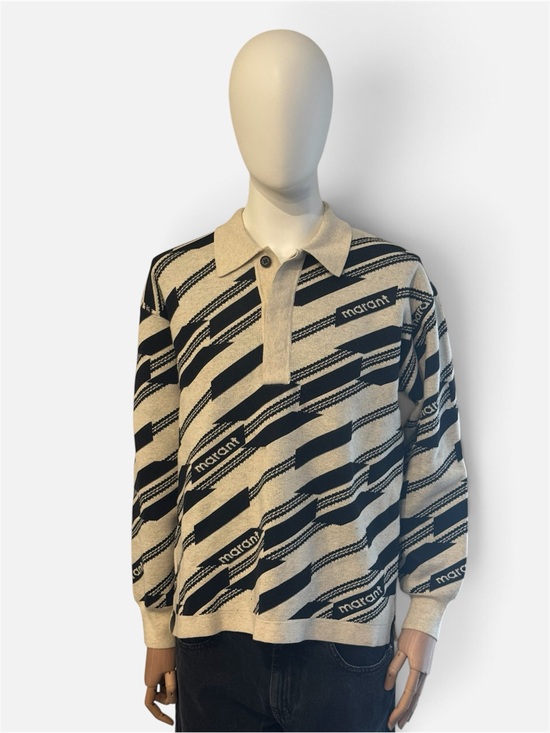Isabel Marant Other - Isabel Marant Black & Beige Diagonal Stripe Polo Sweater
